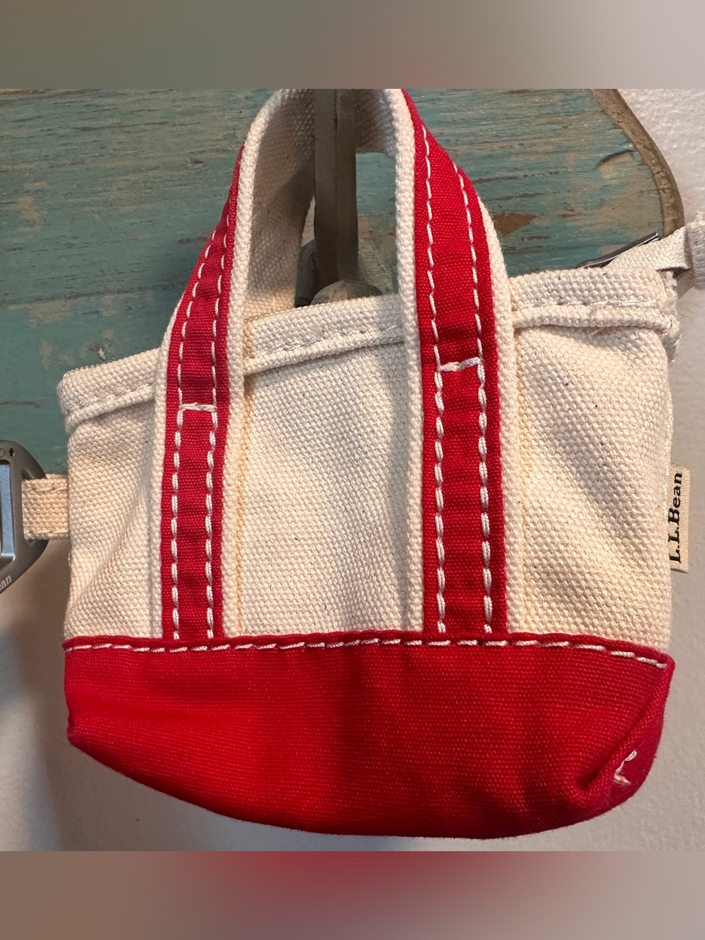 L.L. Bean Canvas Tote Charm in Red and Cream